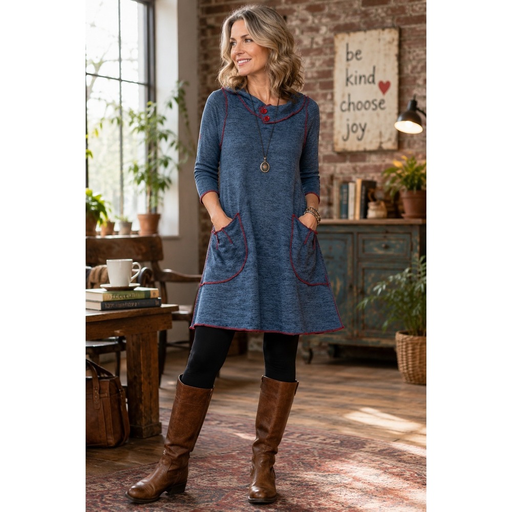 NWT Beebop & Wally NYC Boho Artsy Lagenlook Cottagecore Whimsy Tunic Dress Sz L